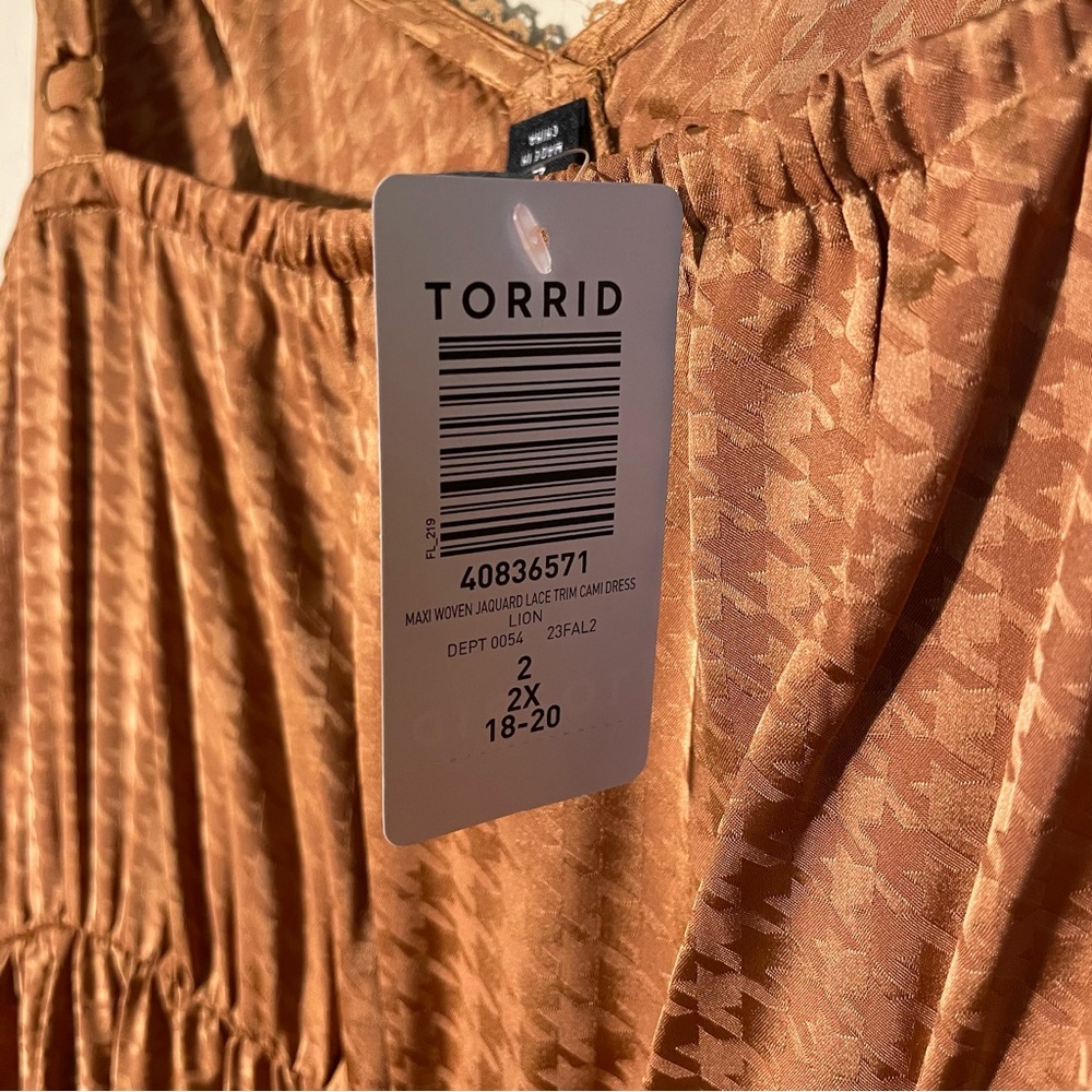 Torrid Shiny Brown Lace-Trim Slip Dress - Picture 7 of 7